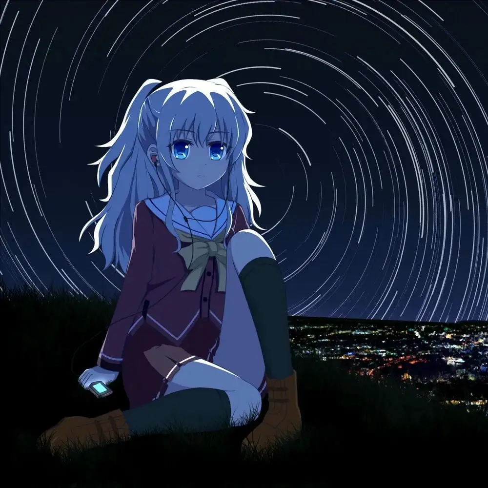 hình ảnh anime nữ học sinh ngắm cảnh 