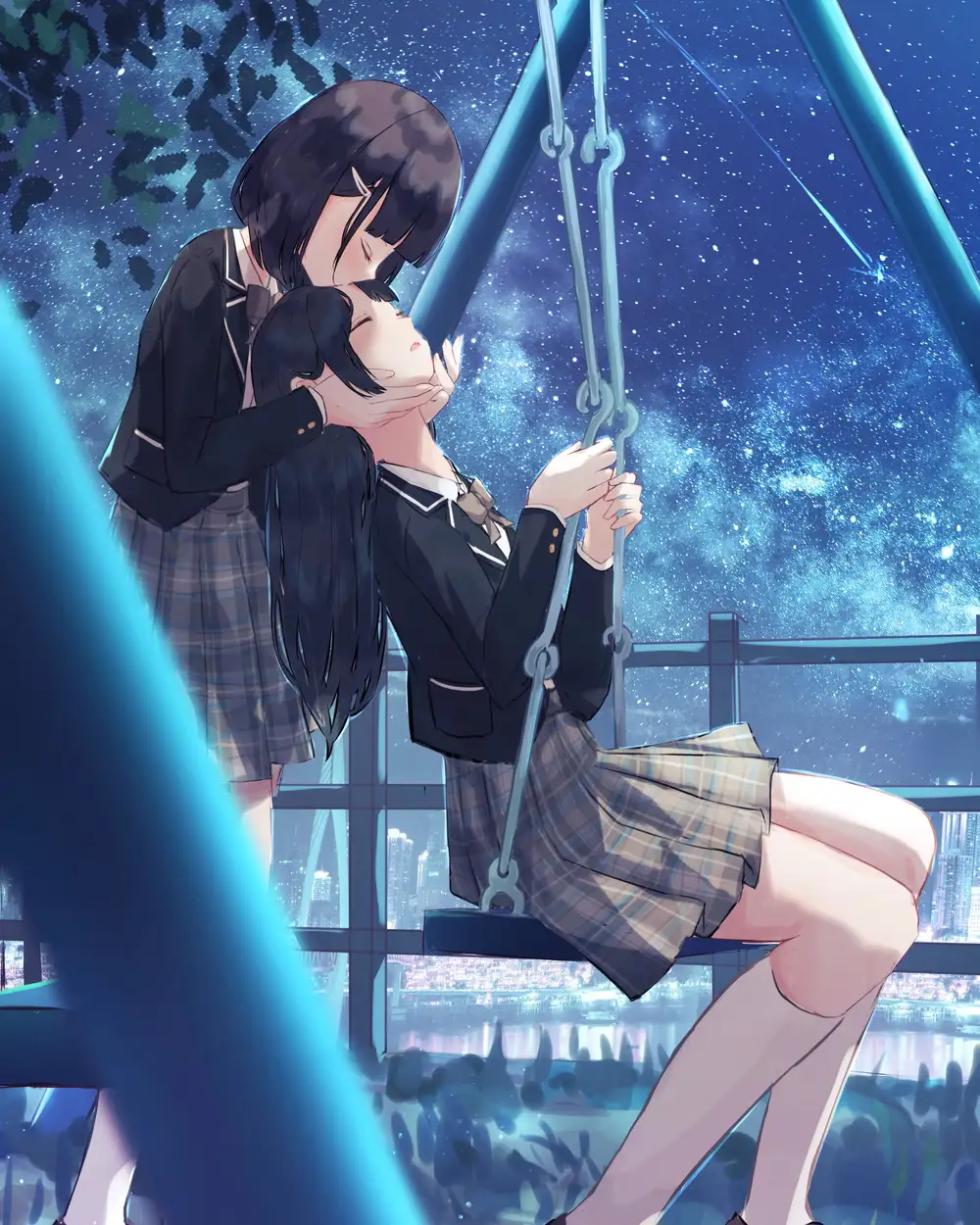 ảnh anime hôn nhau cute phong cách học đường 