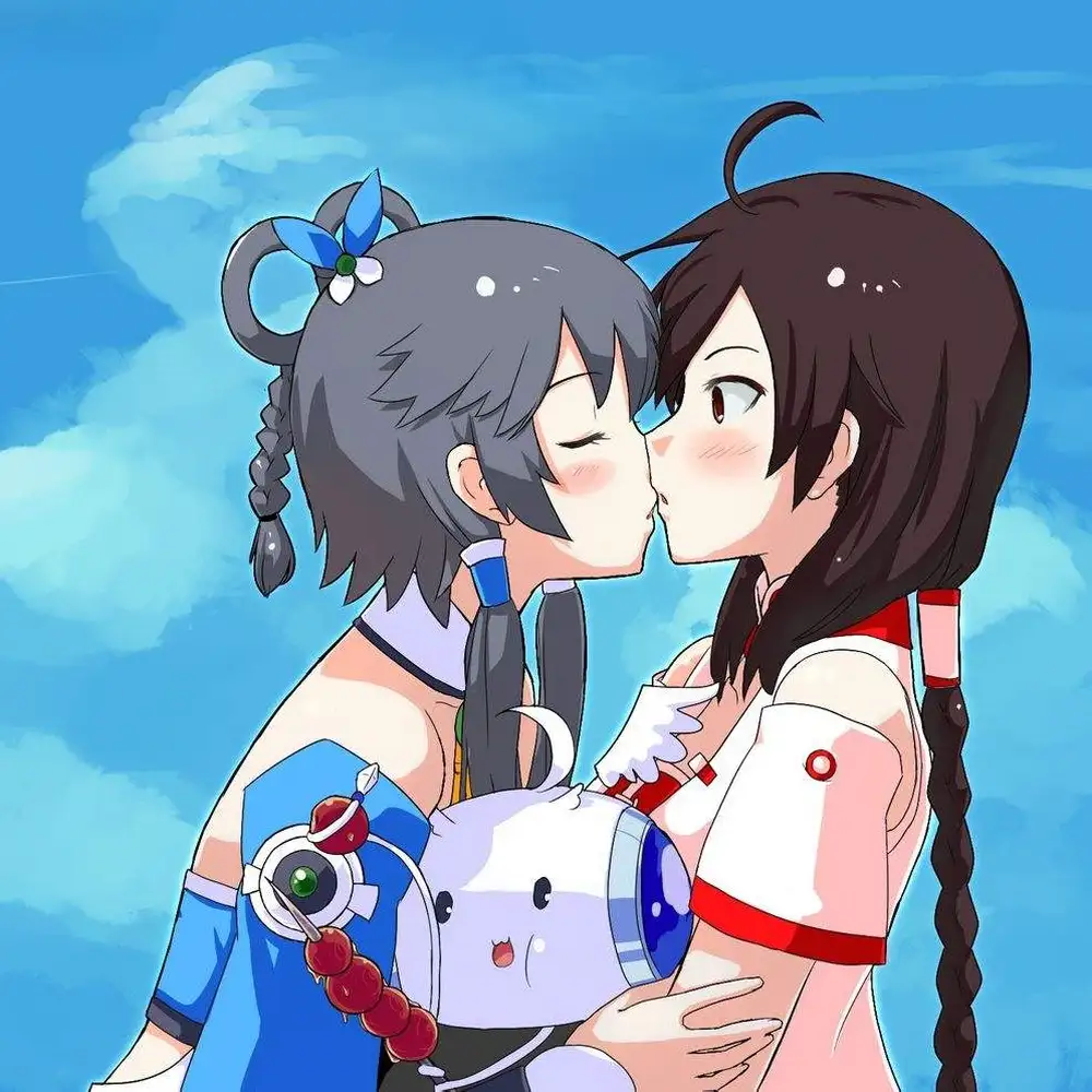 ảnh anime nữ hôn nhau ngại ngùng