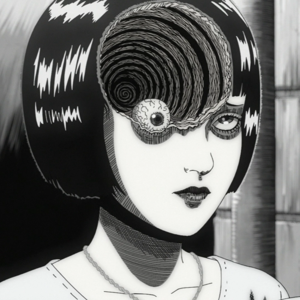 ảnh anime kinh dị đen trắng nghệ thuật 