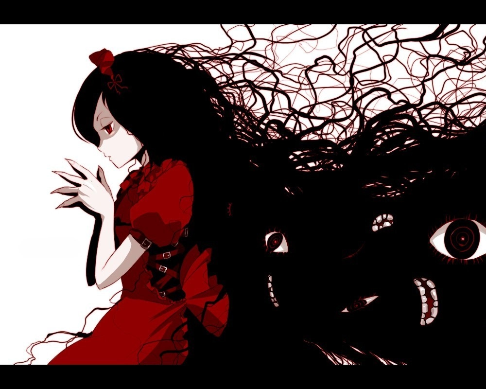 ảnh anime kinh dị đen trắng sắc nét 