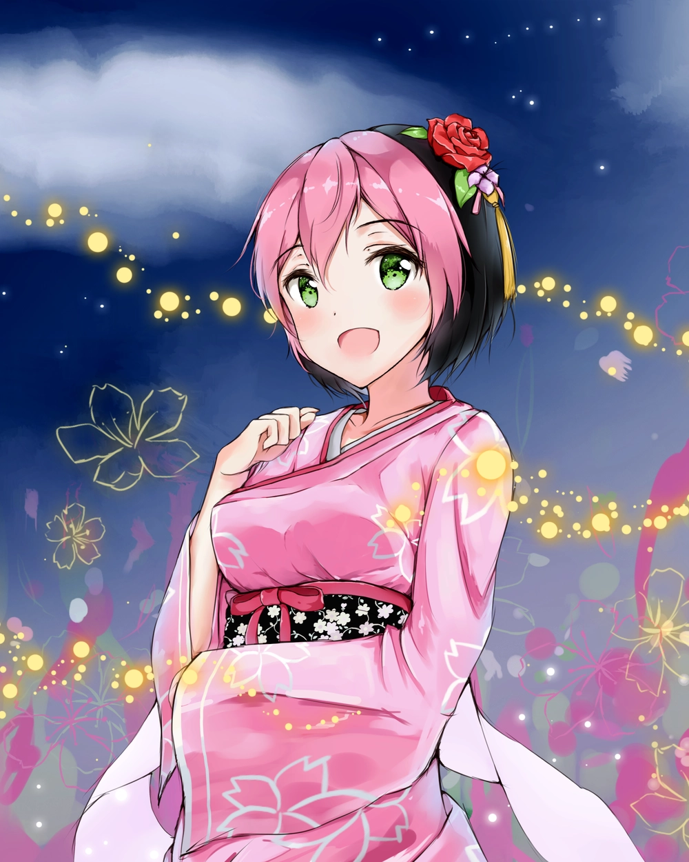 ảnh anime nữ màu hồng cute cổ trang 