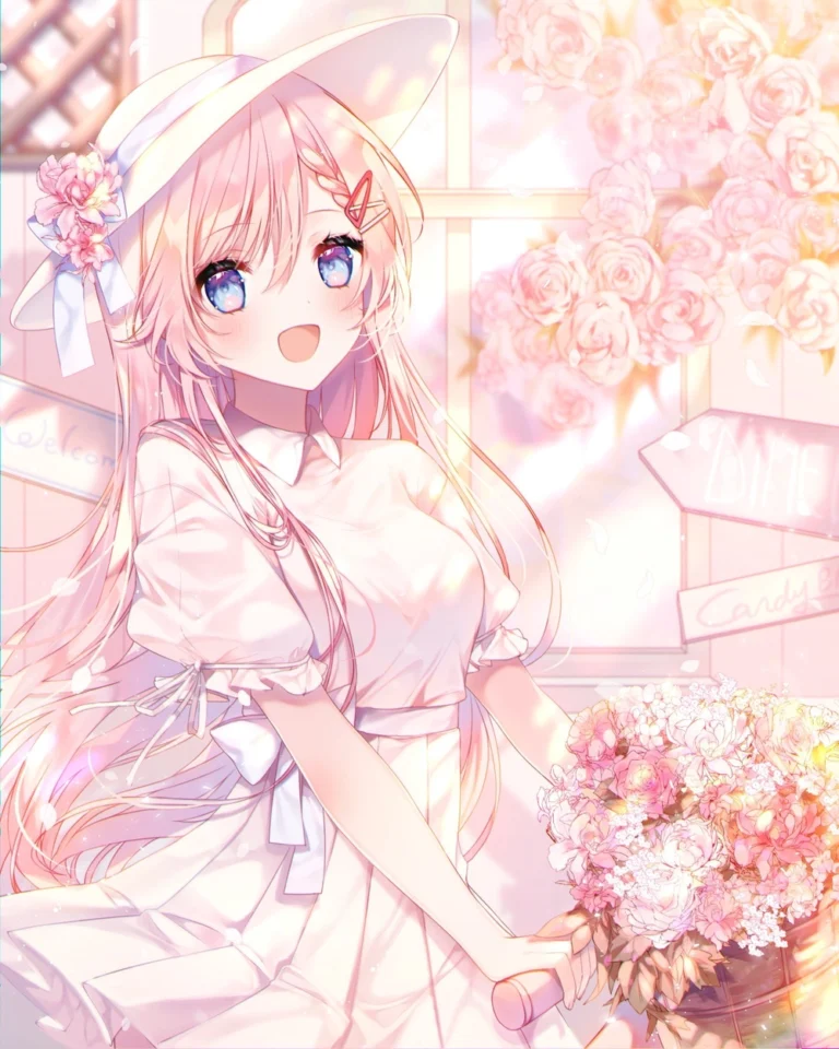 ảnh anime cute màu hồng xinh xắn