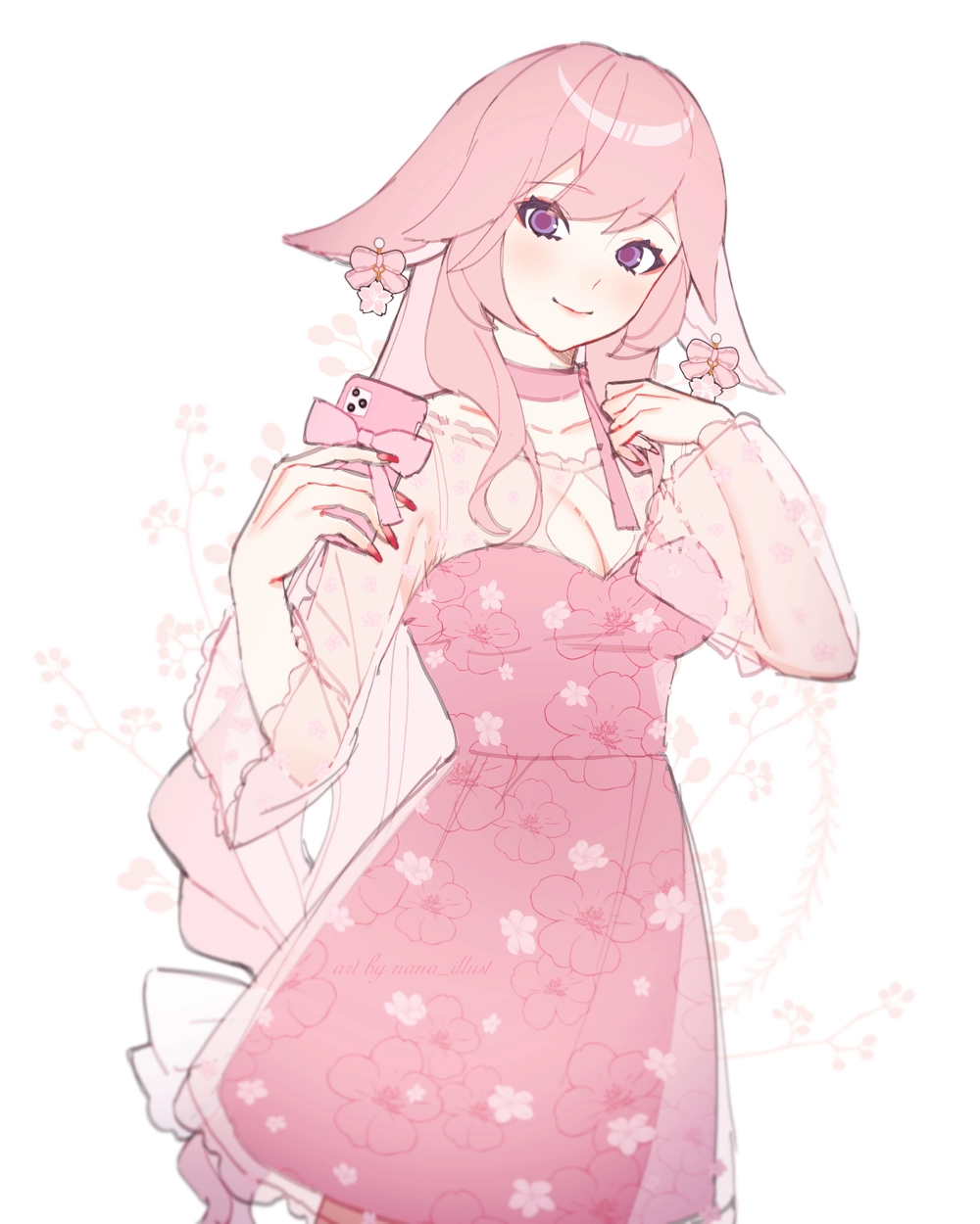 hình ảnh anime nữ màu hồng mềm mại 