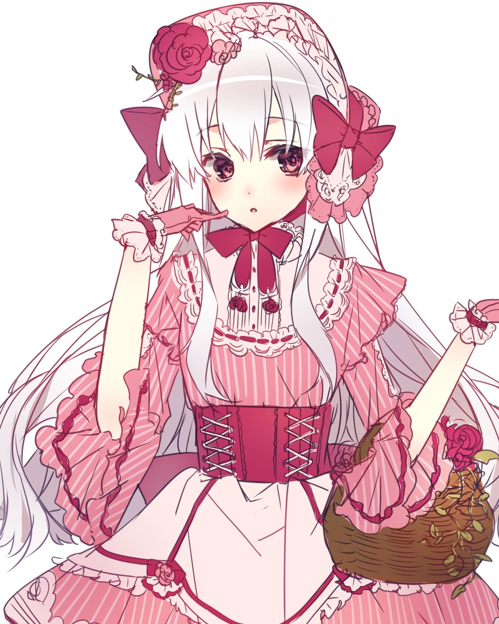 hình anime màu hồng nổi bật trên nền trắng 