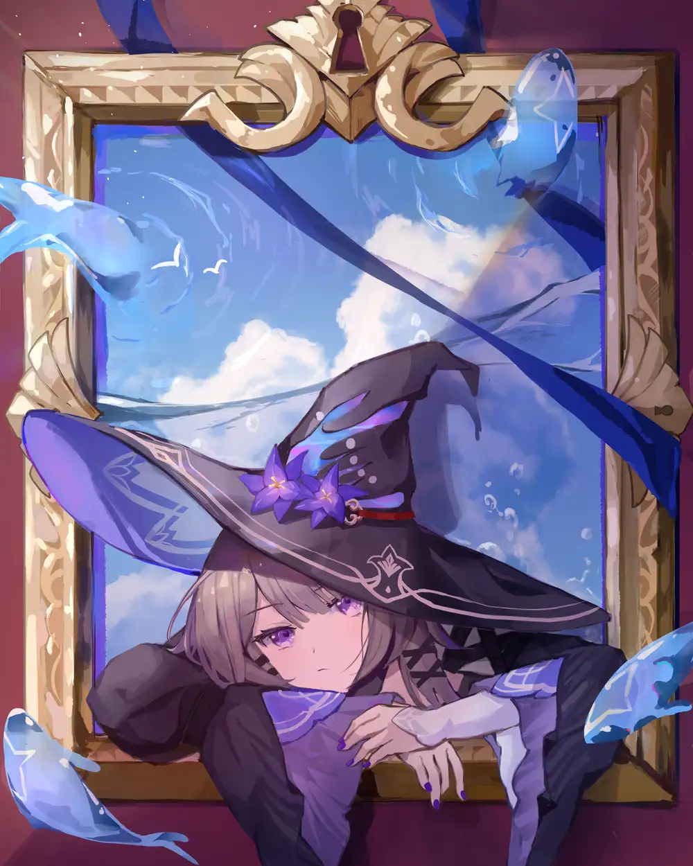 ảnh anime nữ màu tím ngầu,