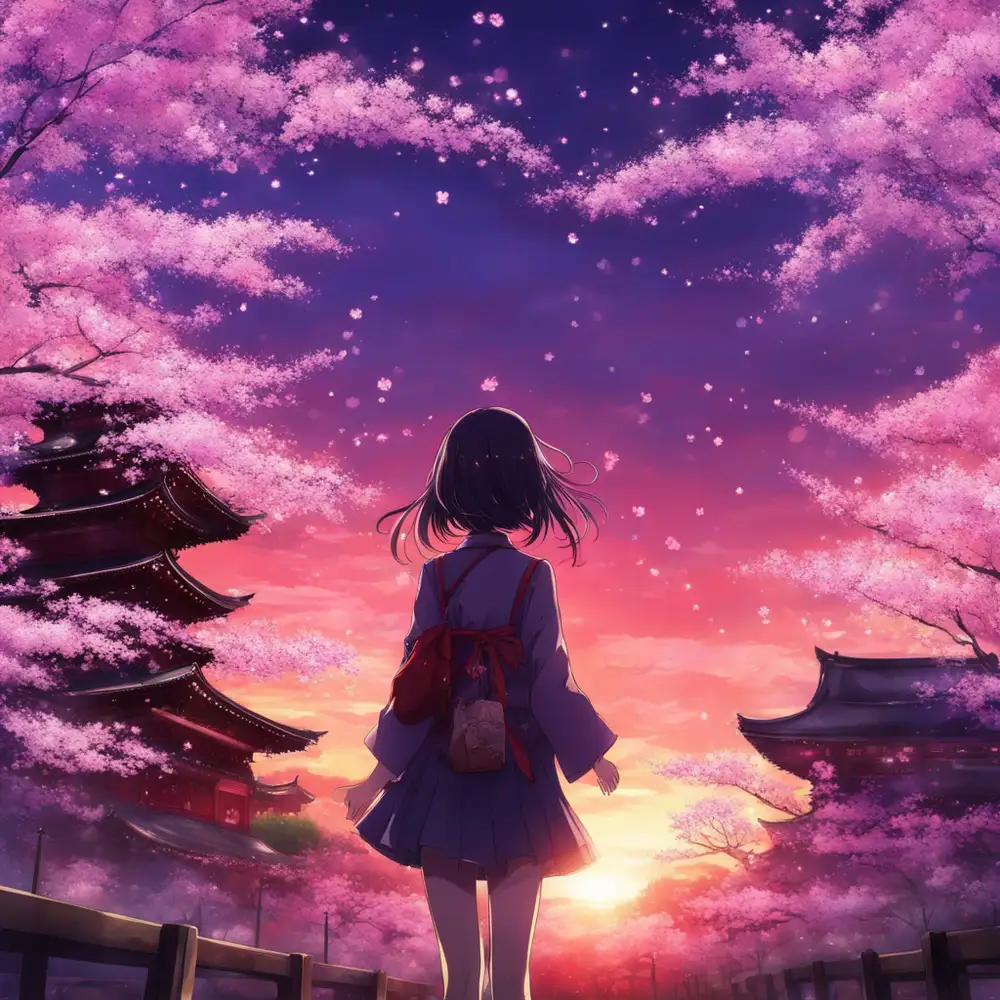 ảnh anime nữ màu tím lung linh huyền bí 