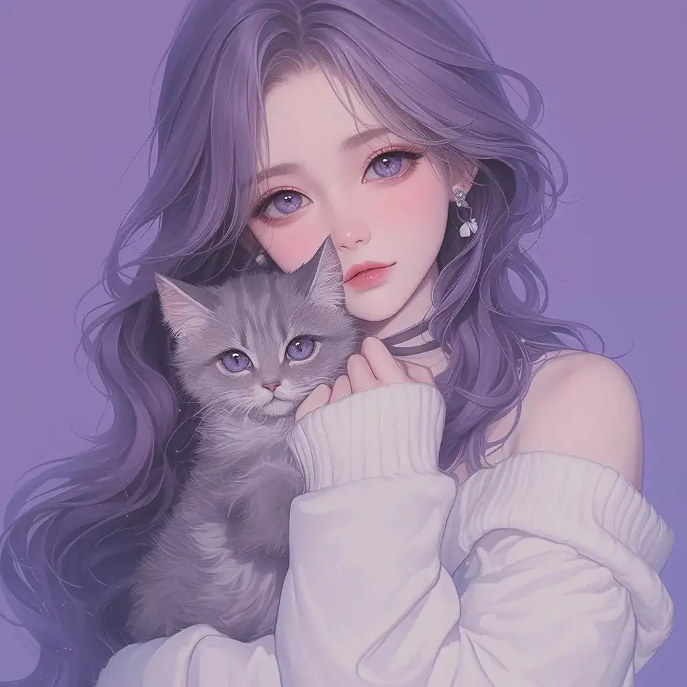 ảnh anime màu tím cute