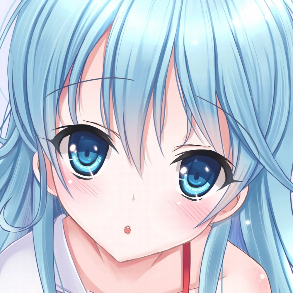 ảnh anime nữ màu xanh dương cá tính 