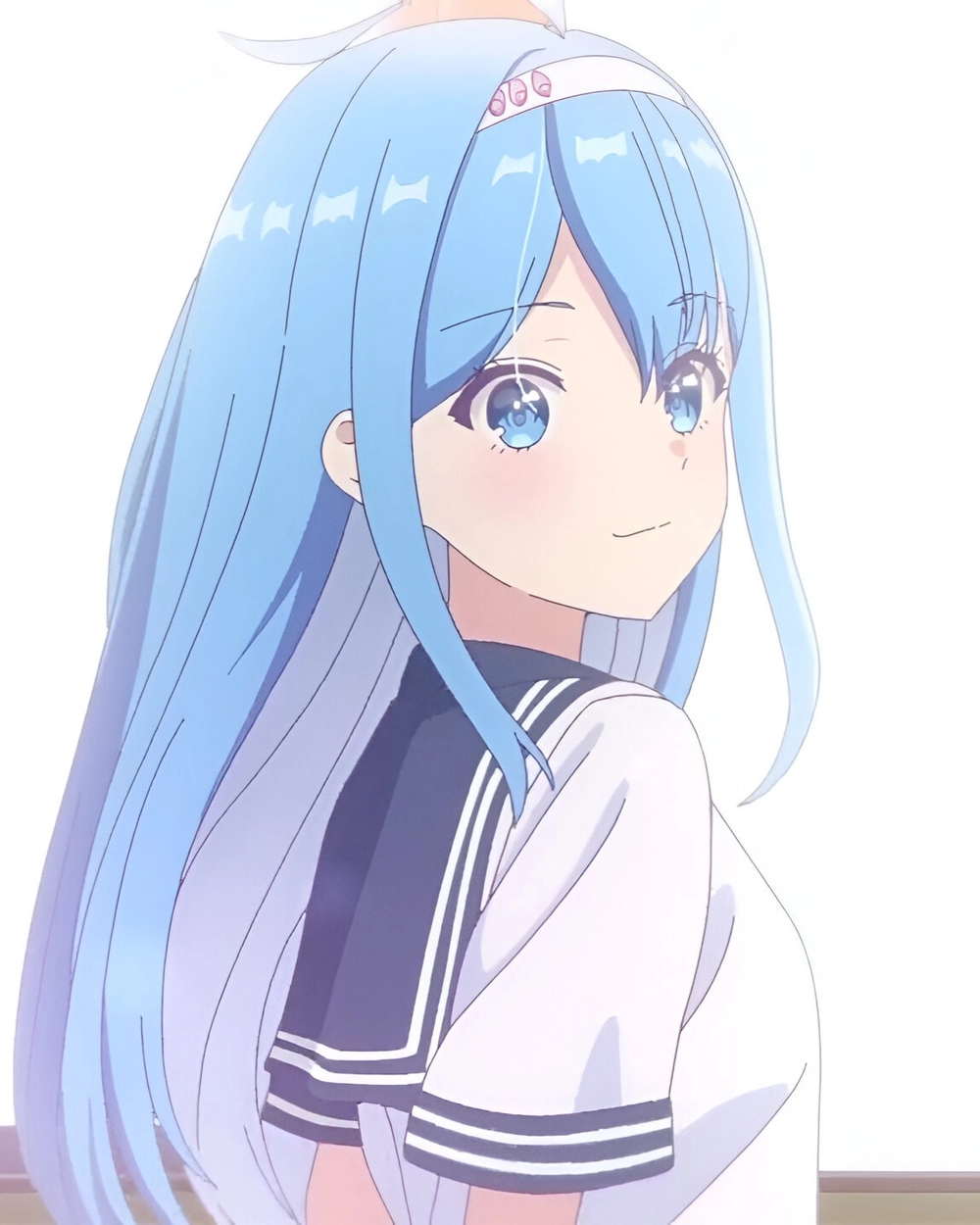 ảnh anime nữ màu xanh dương xinh xắn 