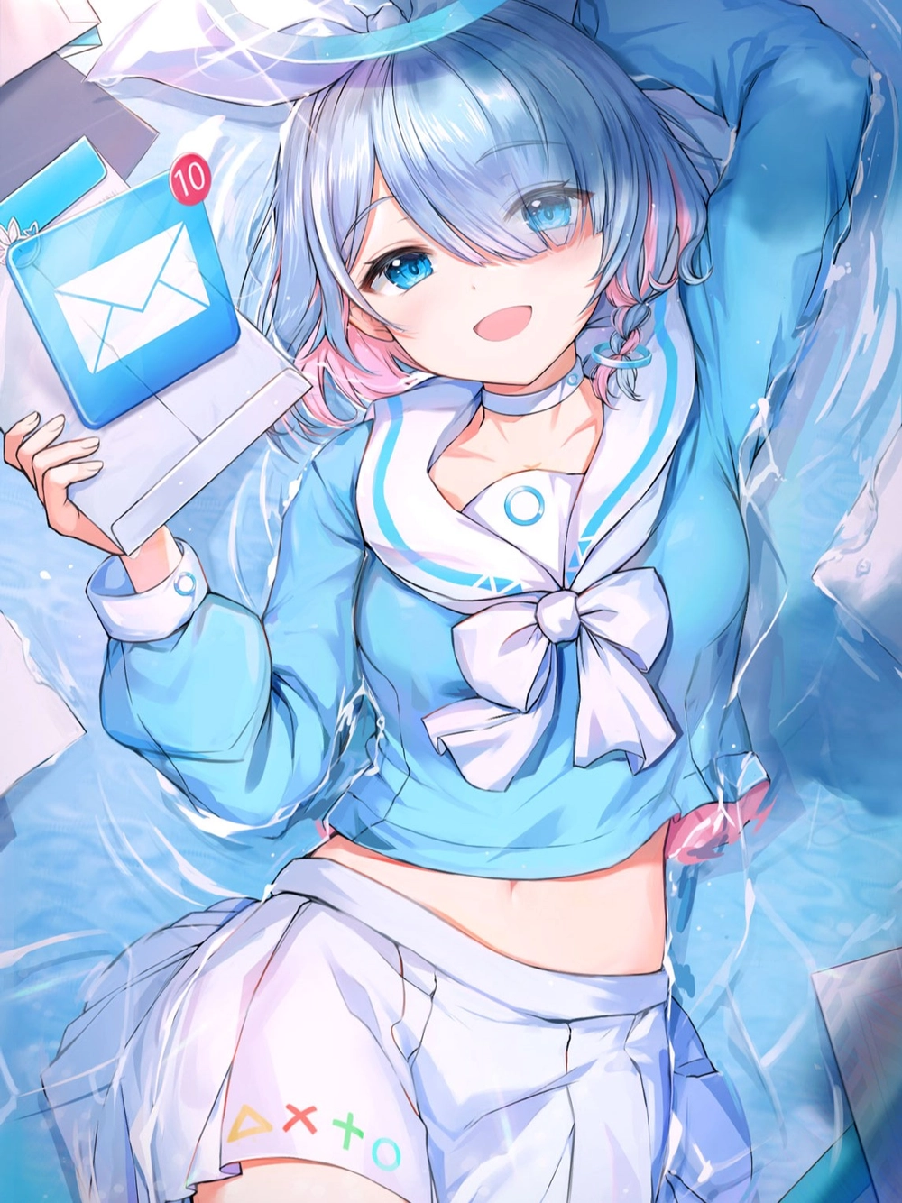 ảnh anime nữ màu xanh dương đáng yêu 