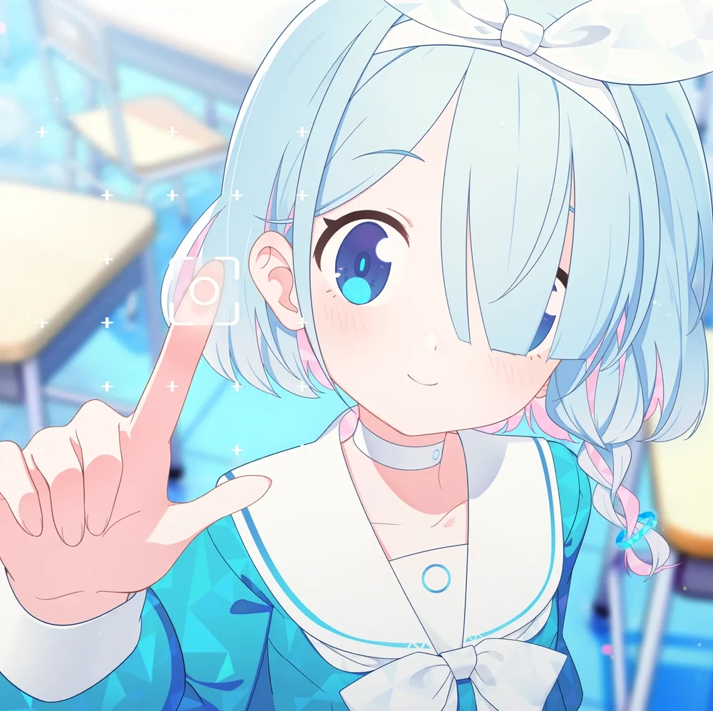 ảnh anime nữ màu xanh dương tươi sáng 