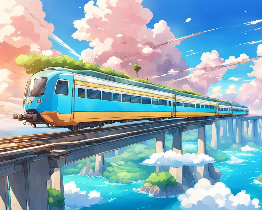 ảnh anime màu xanh dương phong cảnh đẹp lung linh 