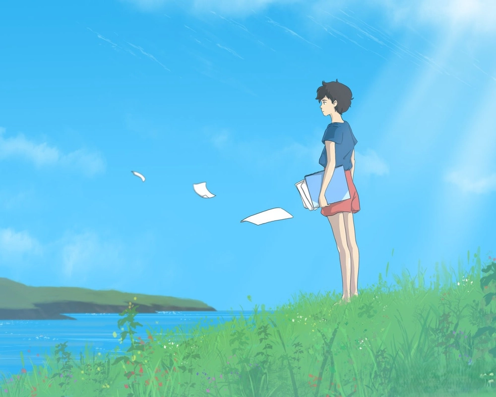 anime cảnh đẹp màu xanh dương 