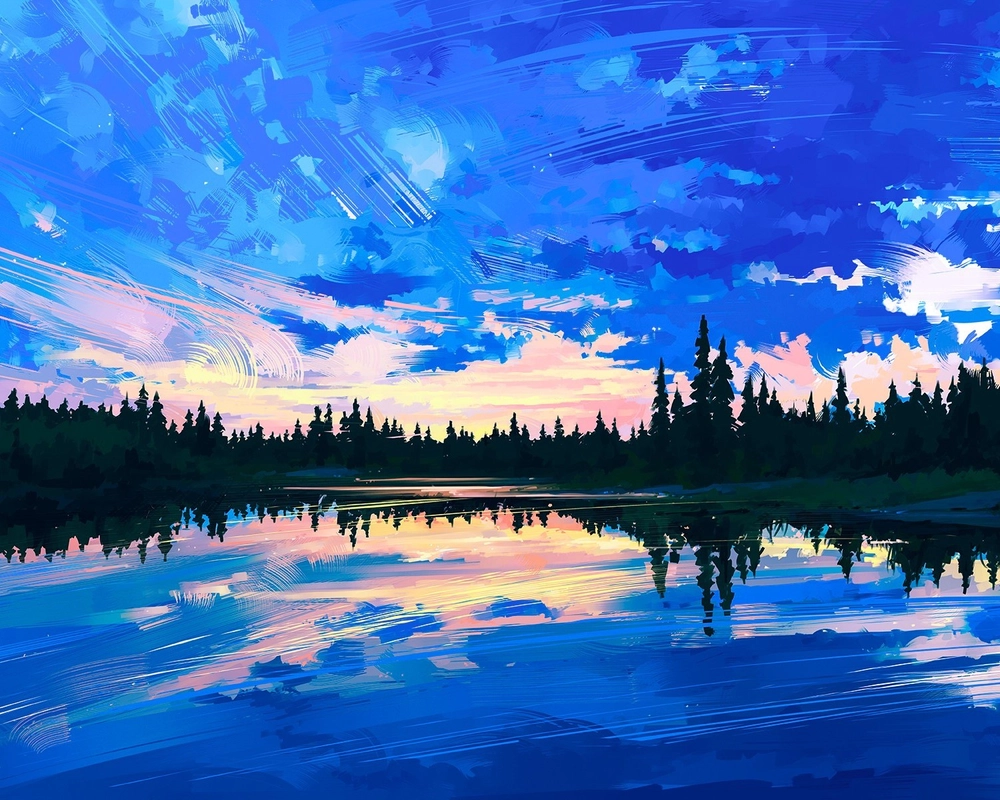 hình ảnh anime phong cảnh biển màu xanh dương 