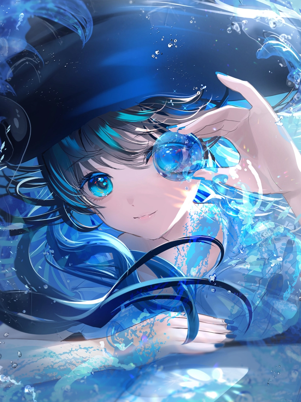 anime màu xanh dương ngầu mạnh mẽ 