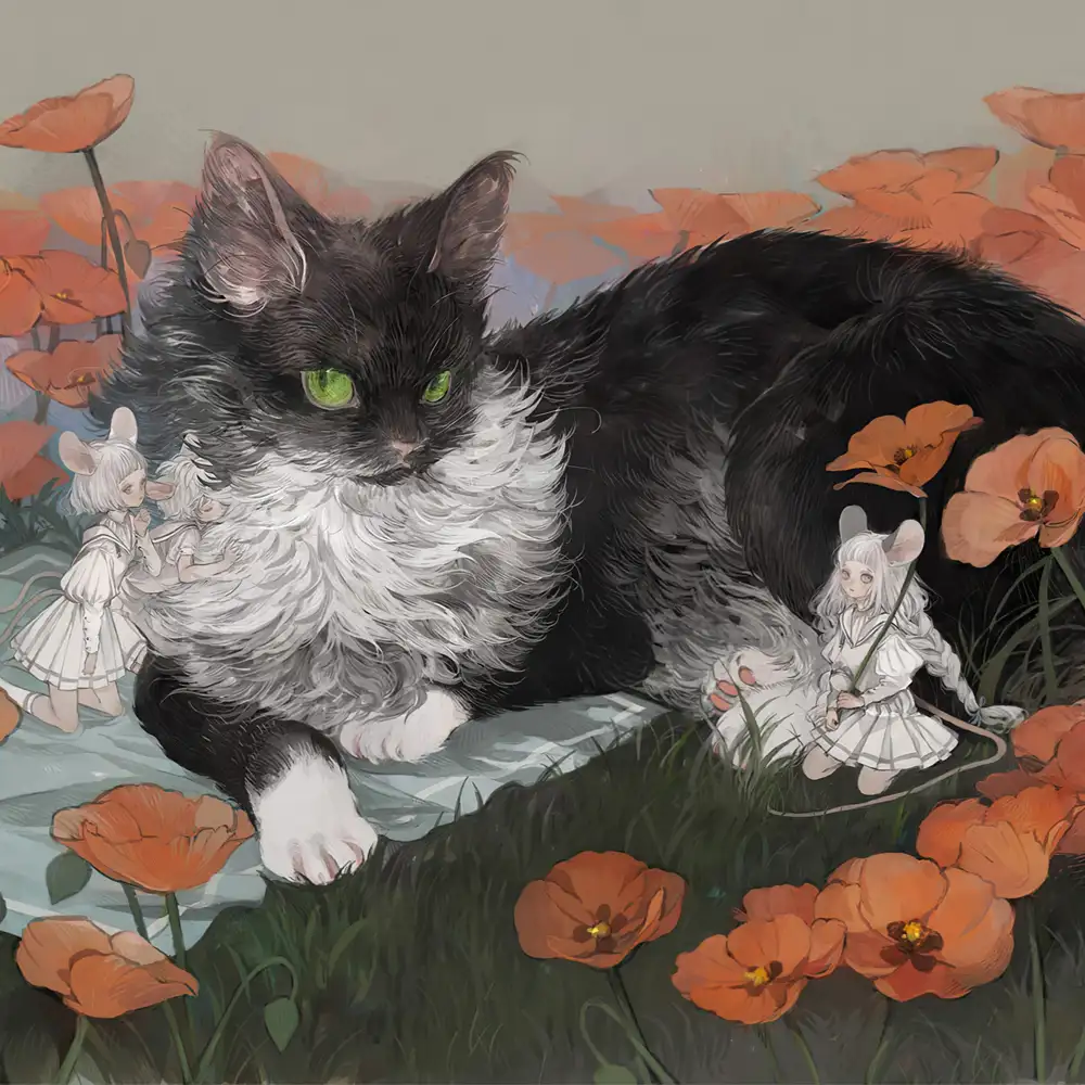 ảnh mèo đen anime tạo ấn tượng 