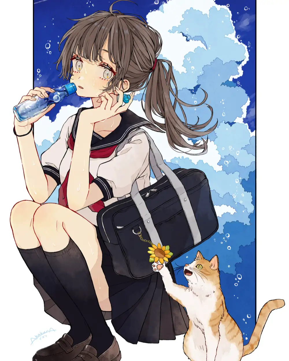 ảnh mèo anime với biểu cảm dễ mến