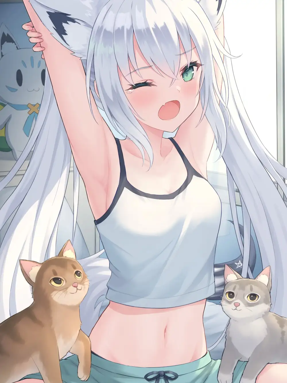 ảnh mèo anime phong cách hoạt hình vui tươi 