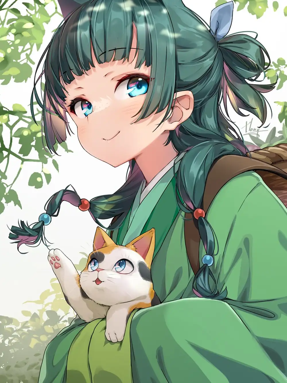 ảnh anime mèo với biểu cảm tươi tắn 