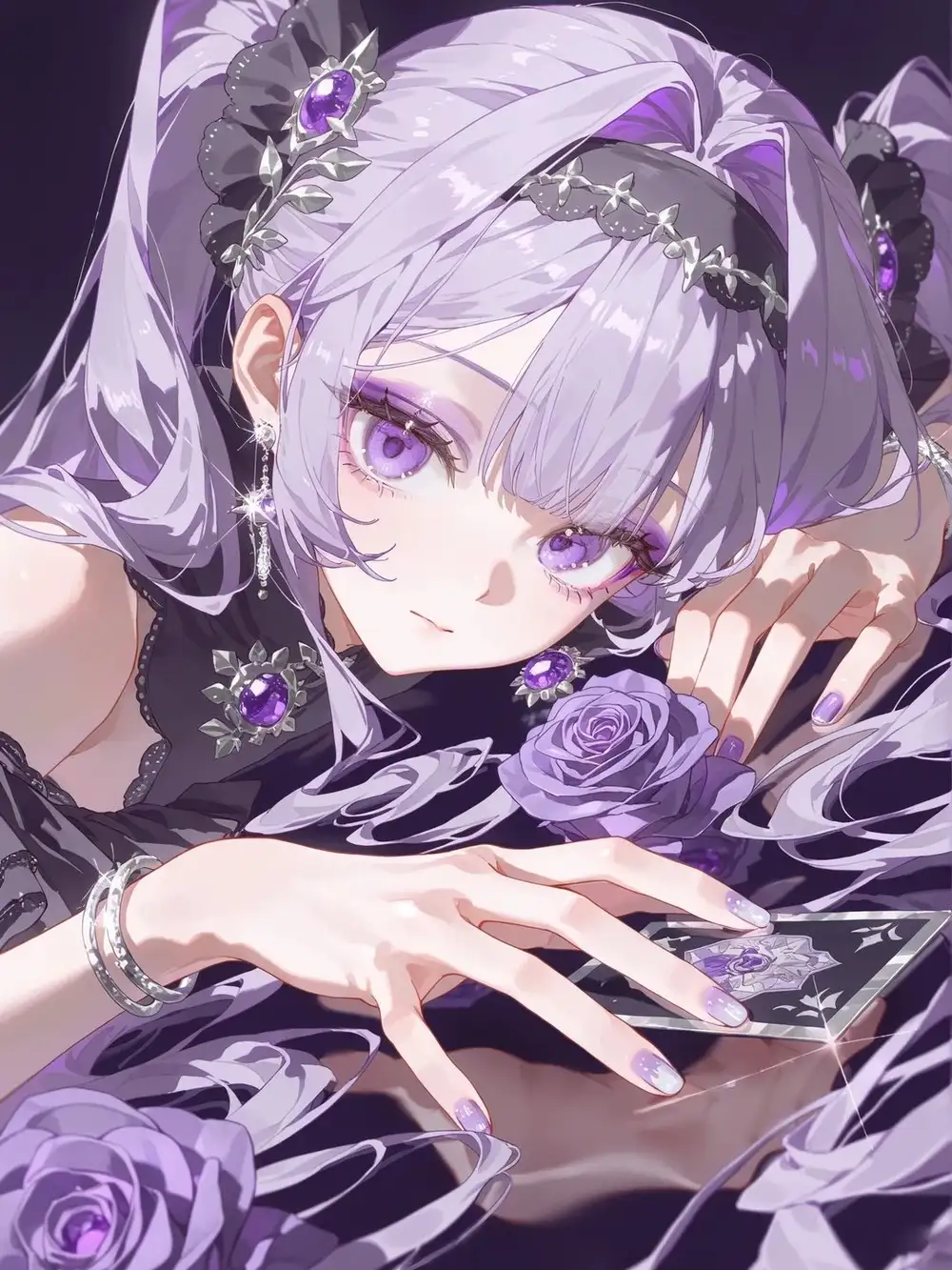 ảnh anime nữ màu tím ngầu 1