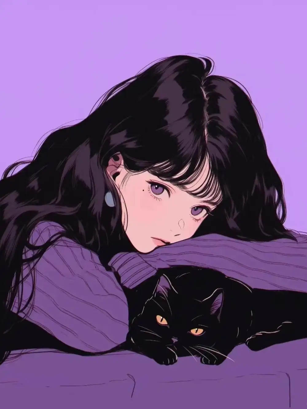 ảnh anime nữ màu tím ngầu 10