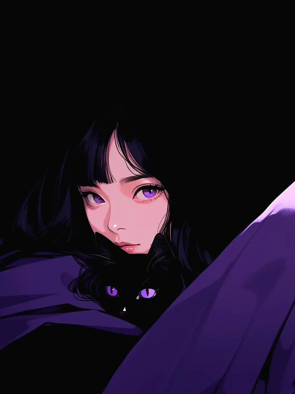 ảnh anime nữ màu tím ngầu 7