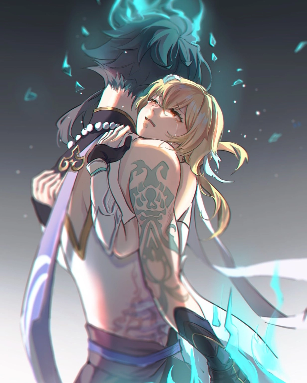 ảnh anime ôm nhau dưới ánh trăng 