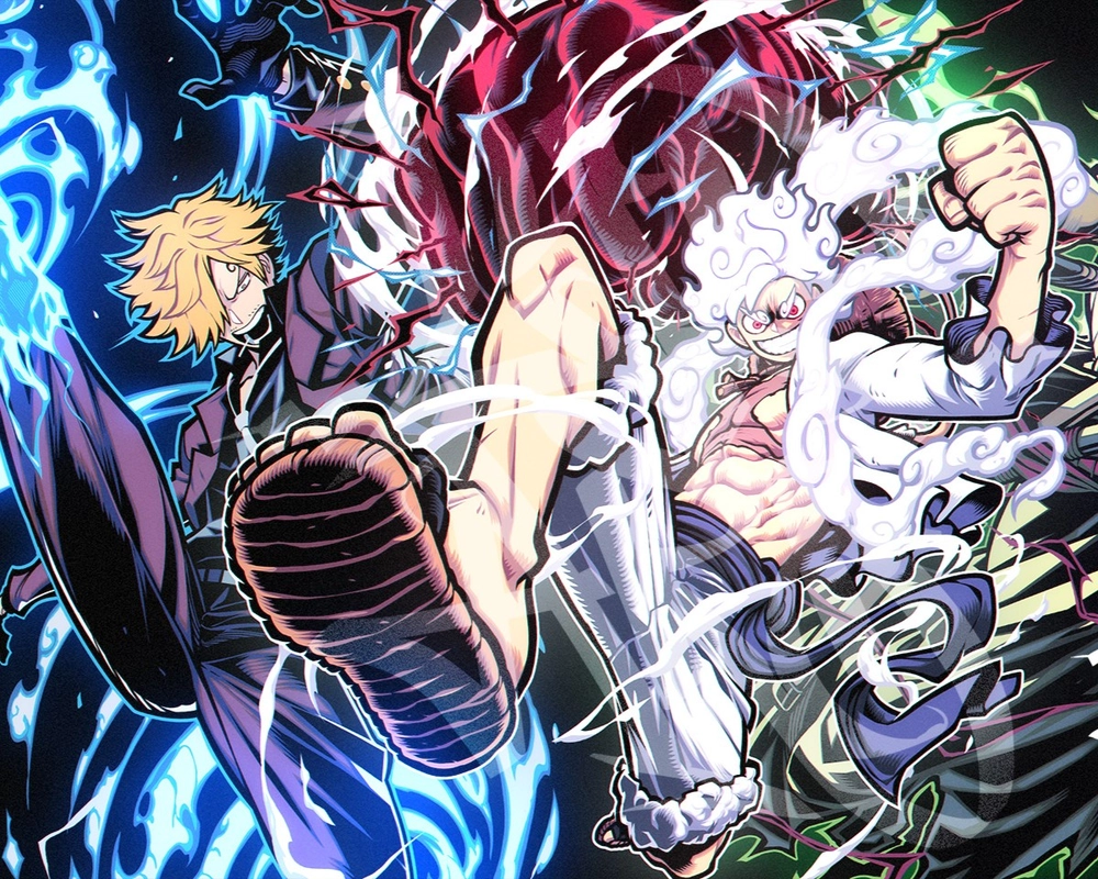 ảnh anime one piece đang chiến đấu với địch