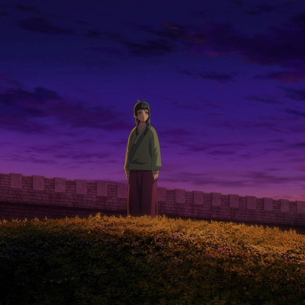 dược sư tự sự anime Maomao mặc áo y nữ giản dị