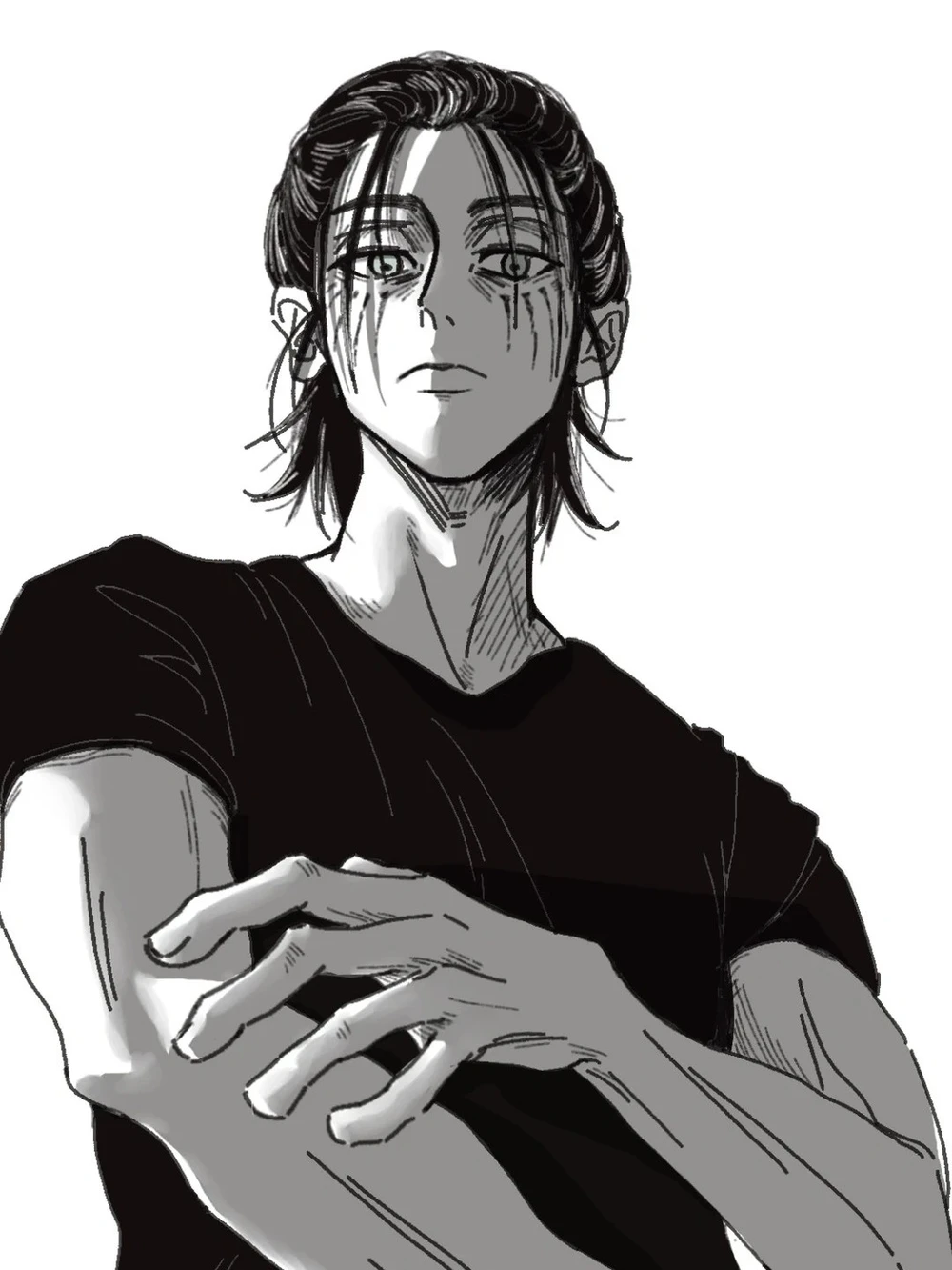 ảnh eren yeager trắng đen
