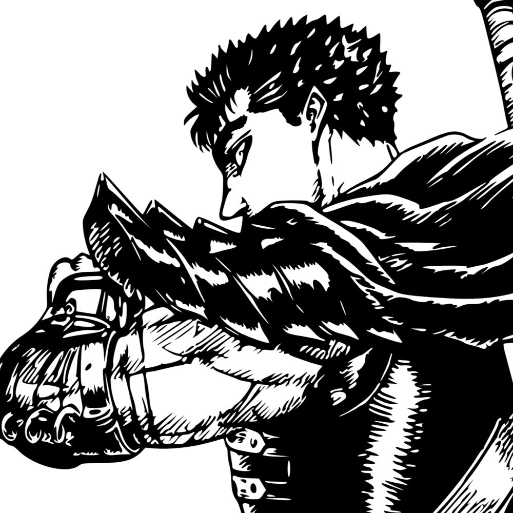 ảnh guts trắng đen