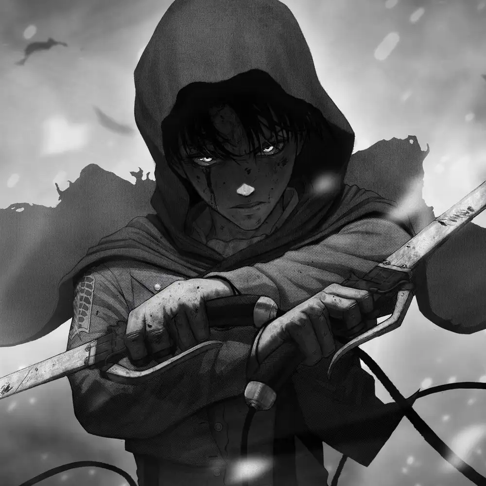 ảnh levi phiên bản trắng đen