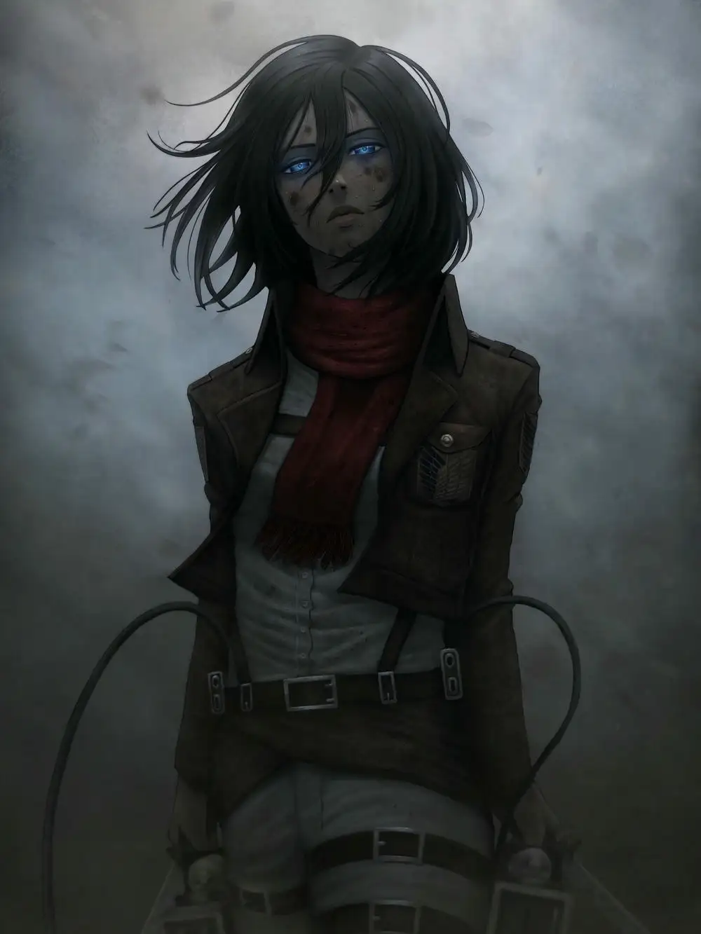 hình mikasa lo lắng 