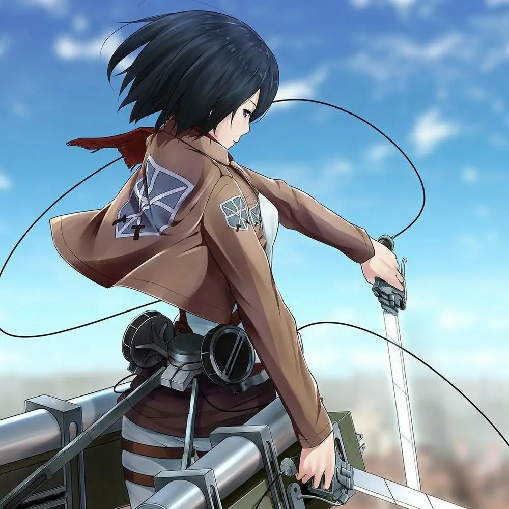 hình anime mikasa dùng dao 