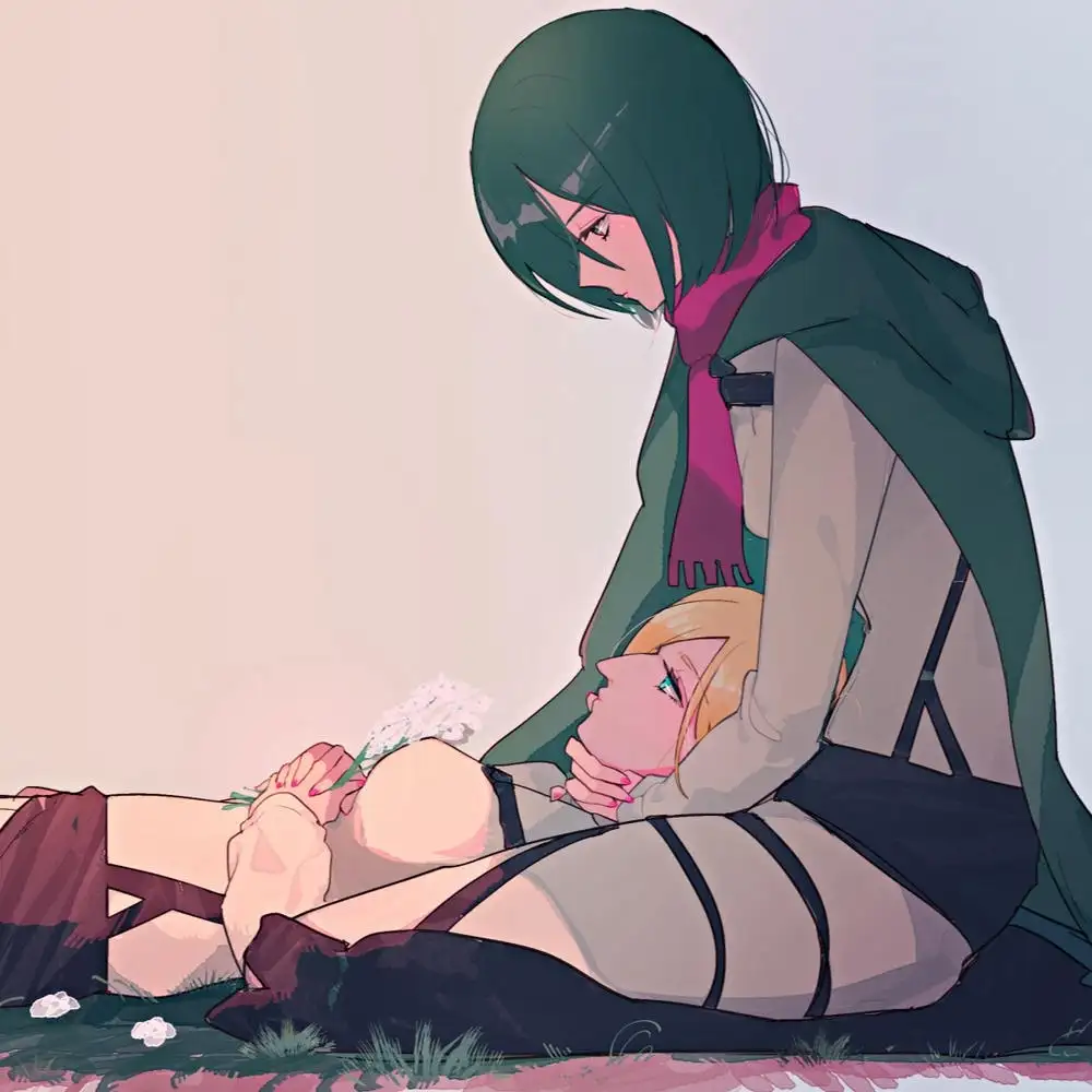 hình anime mikasa với Historia Reiss 