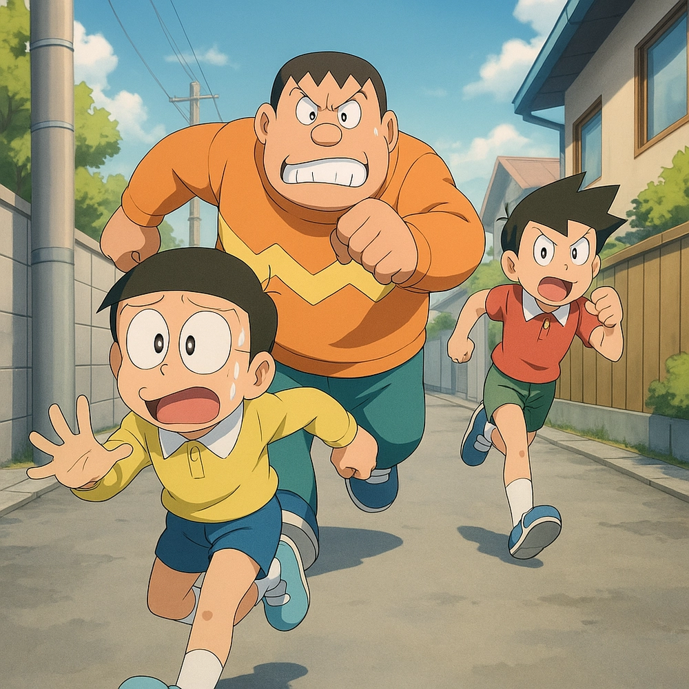 ảnh nobita bị chaien đuổi