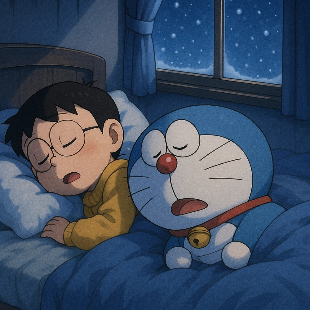 hình ảnh nobita và doraemon ngủ