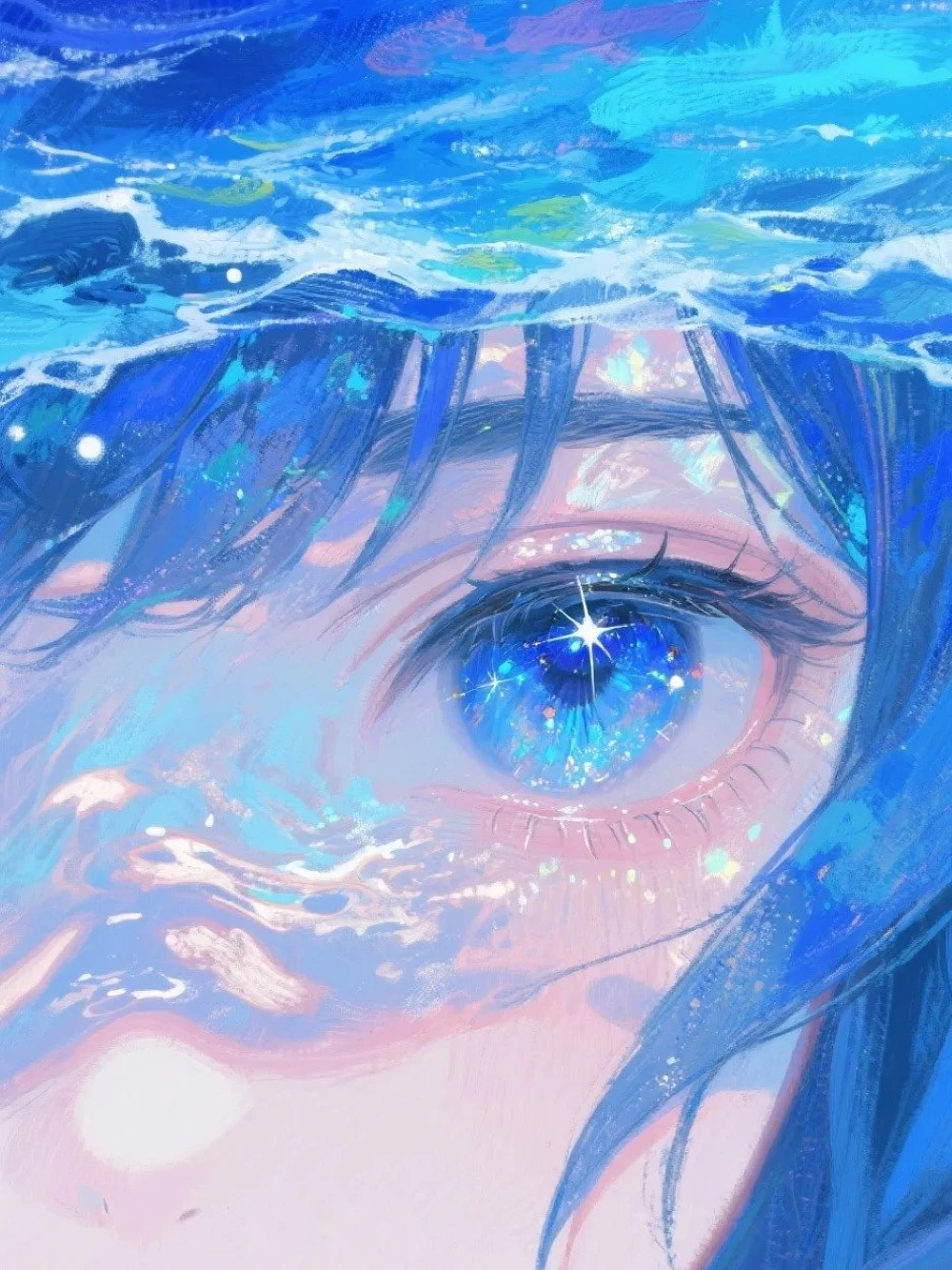 anime avatar màu xanh dương cute 10