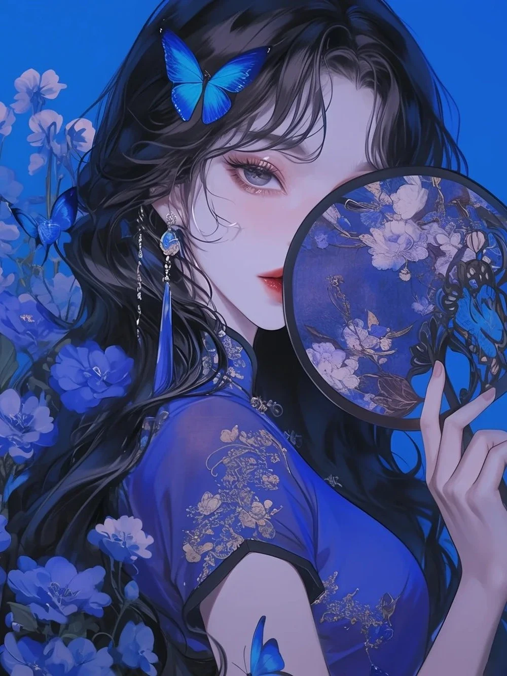 anime avatar màu xanh dương cute 11