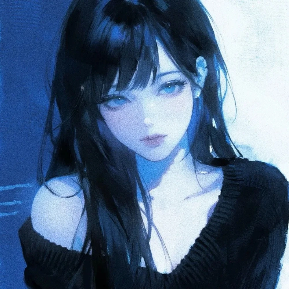 anime avatar màu xanh dương cute 2