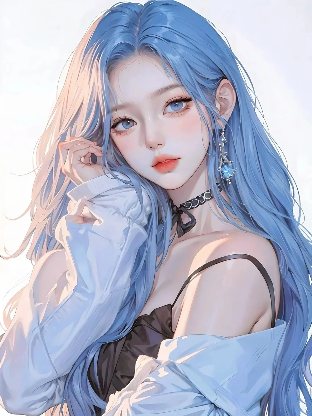 anime avatar màu xanh dương cute 5