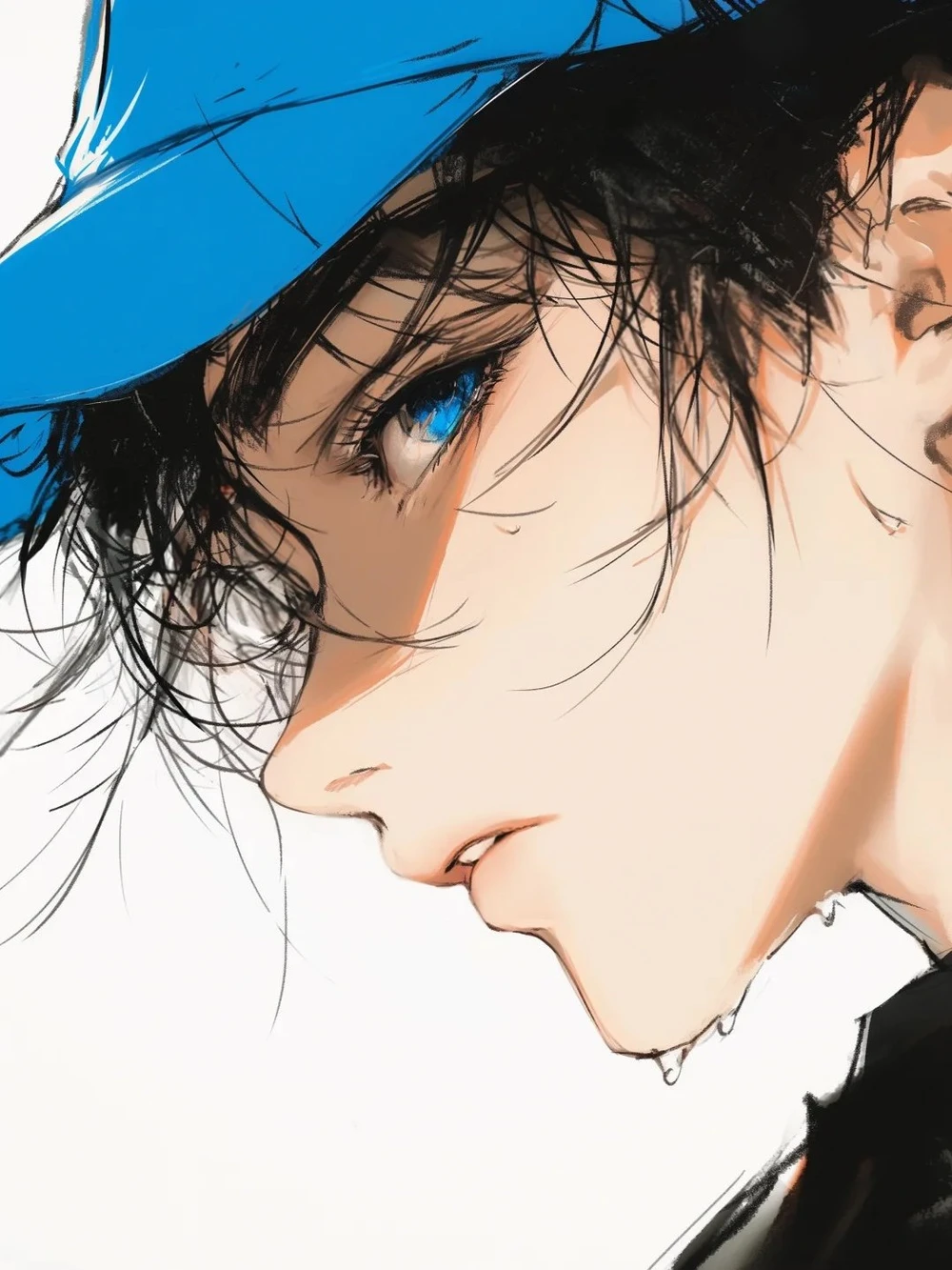 anime avatar màu xanh dương cute