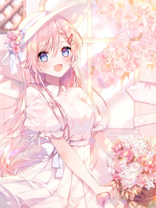 ảnh anime cute màu hồng xinh xắn