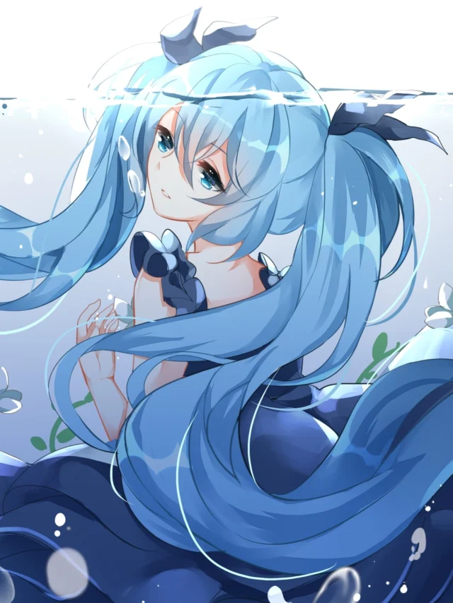 ảnh anime nữ màu xanh dương cá tính, quyến rũ