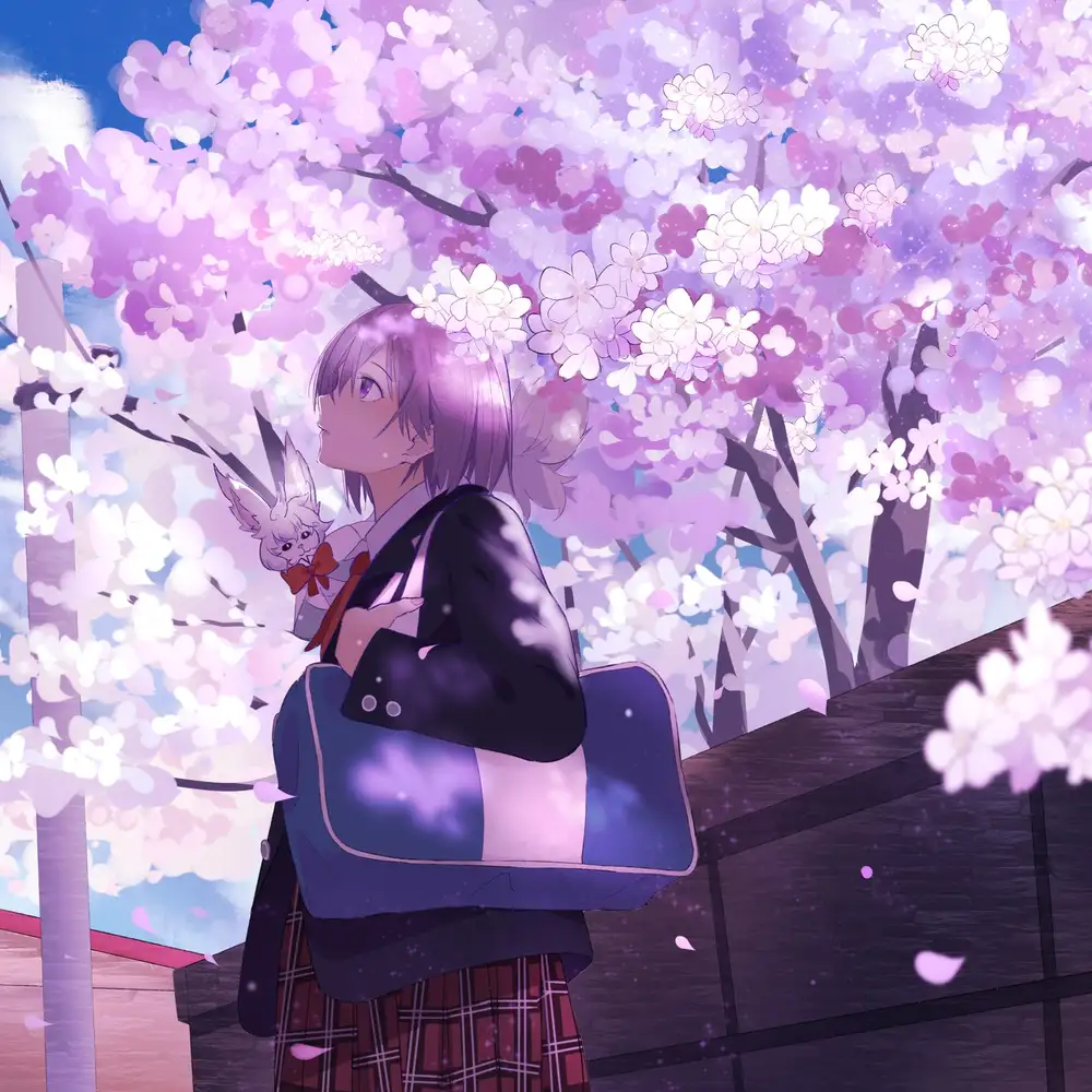 hoa anh đào rơi nhẹ nhàng trong anime thơ mộng 