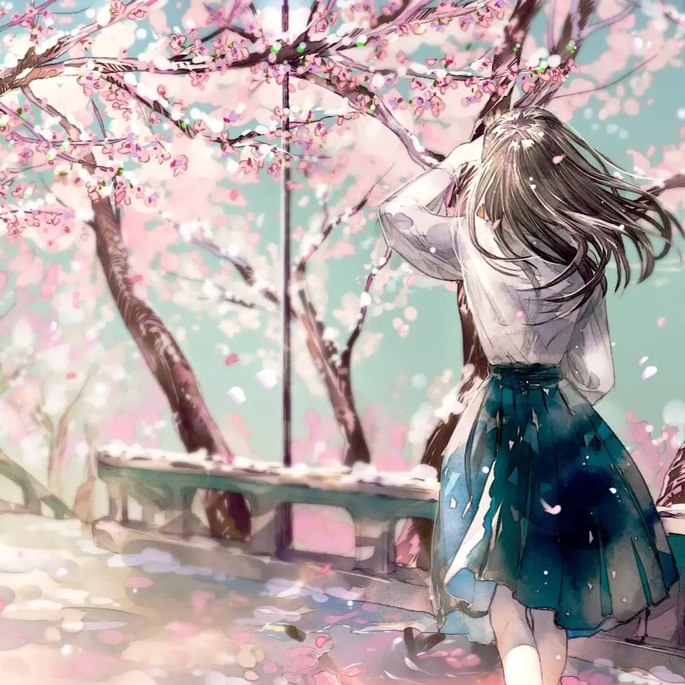 hình hoa anh đào rơi anime