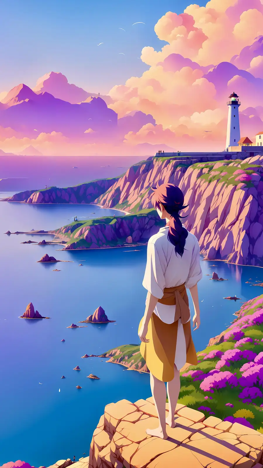 ảnh nền điện thoại phong cách anime màu tím 