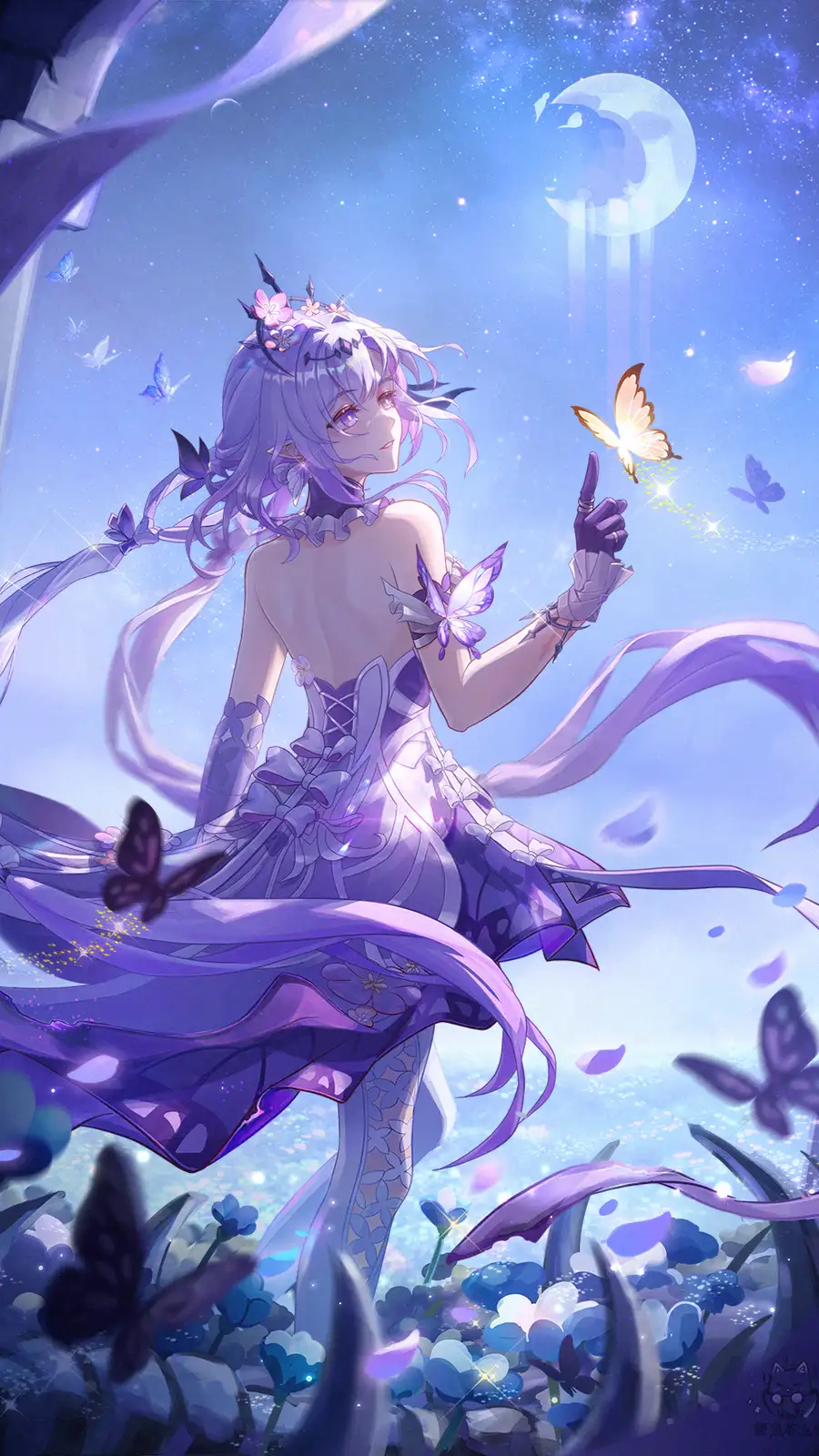 hình nền điện thoại anime màu tím dễ thương 