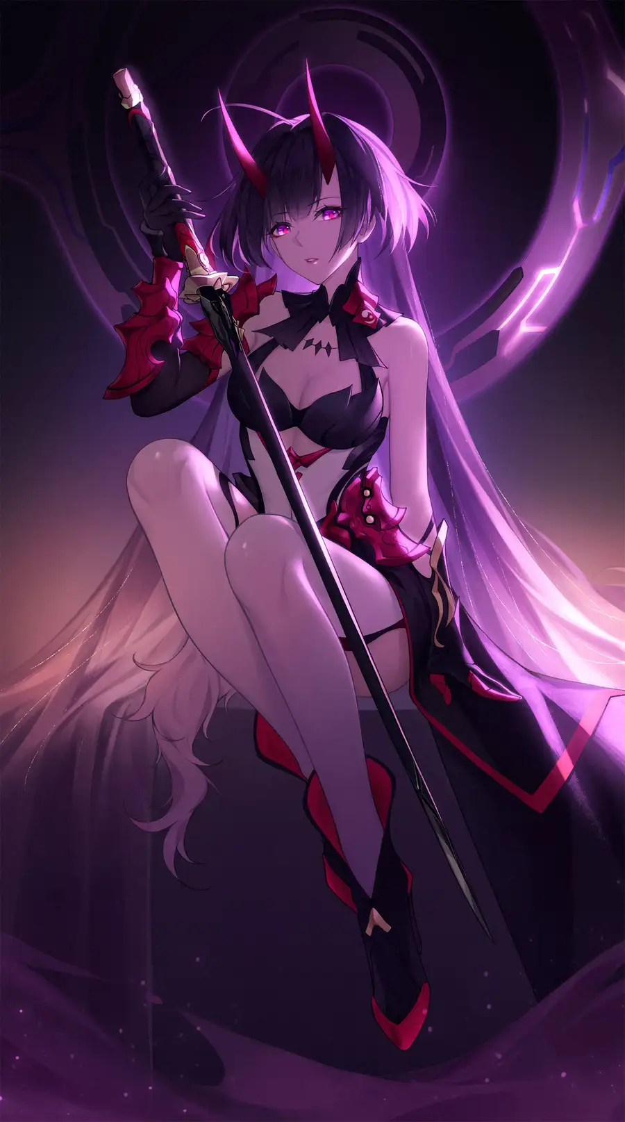 hình nền anime màu tím cute cho di động 